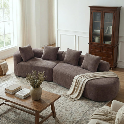 116" Modernes geschwungenes Ecksofa mit hochdichtem, voll komprimiertem Schaumstoff
