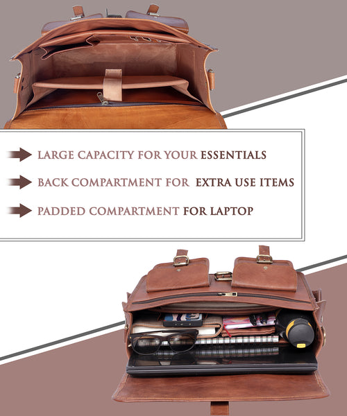 Echtleder Messenger Bag für Herren und Damen Vintage Laptoptasche