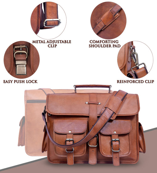 Echtleder Messenger Bag für Herren und Damen Vintage Laptoptasche