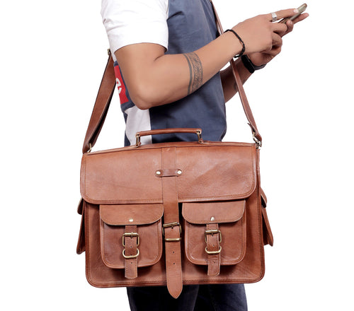 Echtleder Messenger Bag für Herren und Damen Vintage Laptoptasche